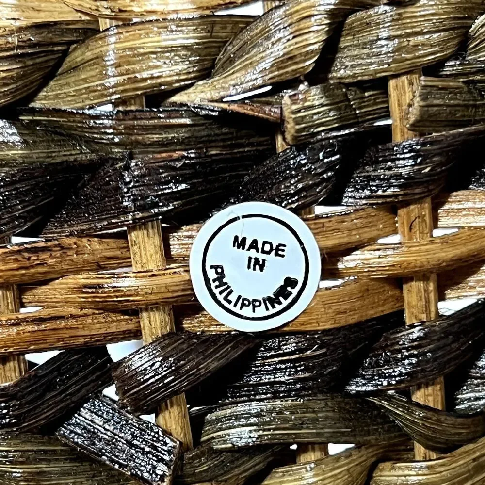 Vintage Gathering Basket With Wooden Beads | Wicker Magazine RacK | Towel Basket